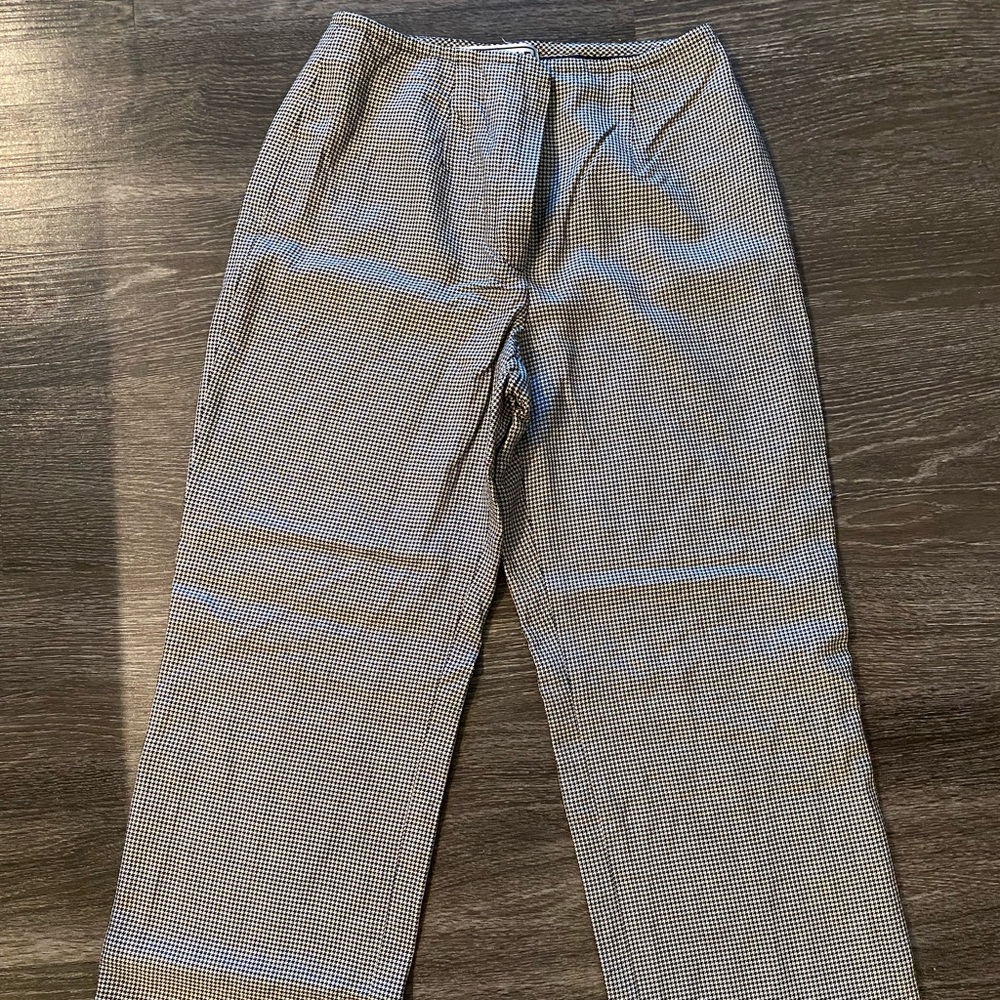 CARLISLE houndstooth print wide dress pants
